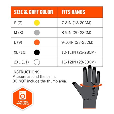 Proflex By Ergodyne Nitrile-Coated Gloves Microfoam Palm 12-Pair, Gray, Size XXL 7000-12PR